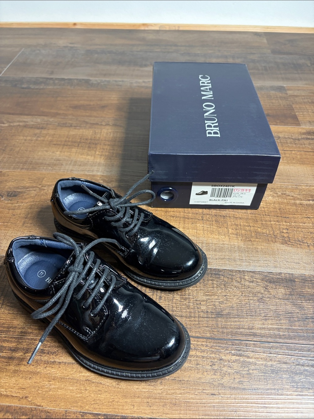 Bruno Marc Kids Black Patent Dress Shoes - Lace-Up